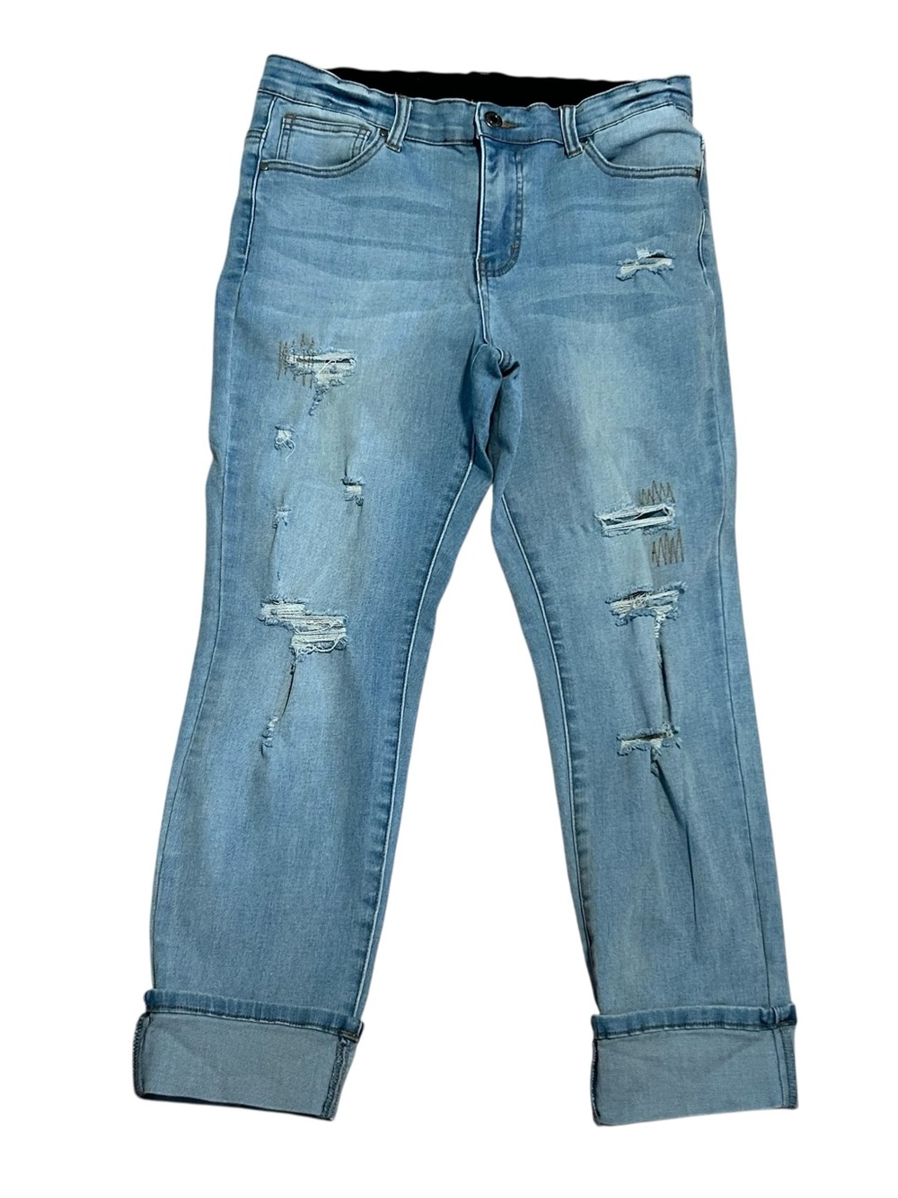 Grace & Lace Cuffed Jeans Distressed Stretchy Size 12 Women’s